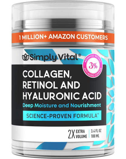 Anti-Aging Face Moisturizer with Retinol, Collagen & Hyaluronic Acid - Moisturizer Face Cream for Women & Men - Visibly Firming & Hydrating Neck Cream - Day & Night Skin Care - 1.7 fl oz (Pack of 2)