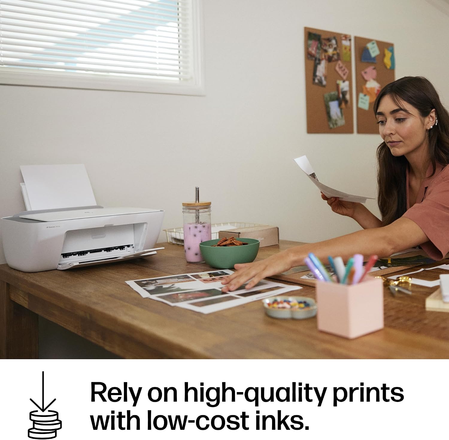 HP DeskJet 2855e Wireless All-in-One Color Inkjet Printer, Scanner, Copier, Best-for-home, 3 month Instant Ink trial included. This printer is only 2.4 ghz capable. (588S5A)