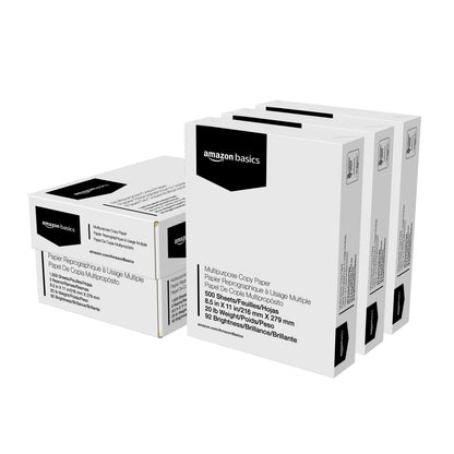 Amazon Basics Multipurpose Copy Printer Paper, 20 lb, 8.5 x 11 Inches, 10 Reams (5,000 Sheets), 92 Bright White