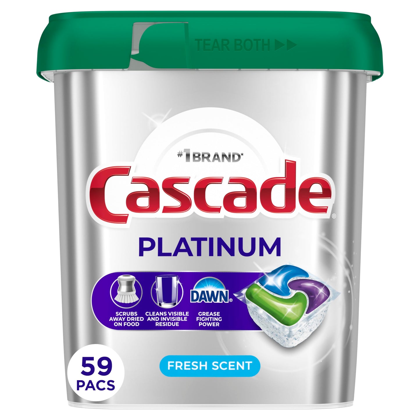 Cascade Platinum Dishwasher Pods, Dishwasher Detergent, Dish Detergent Soap, Fresh, 34 count (Pack of 6)