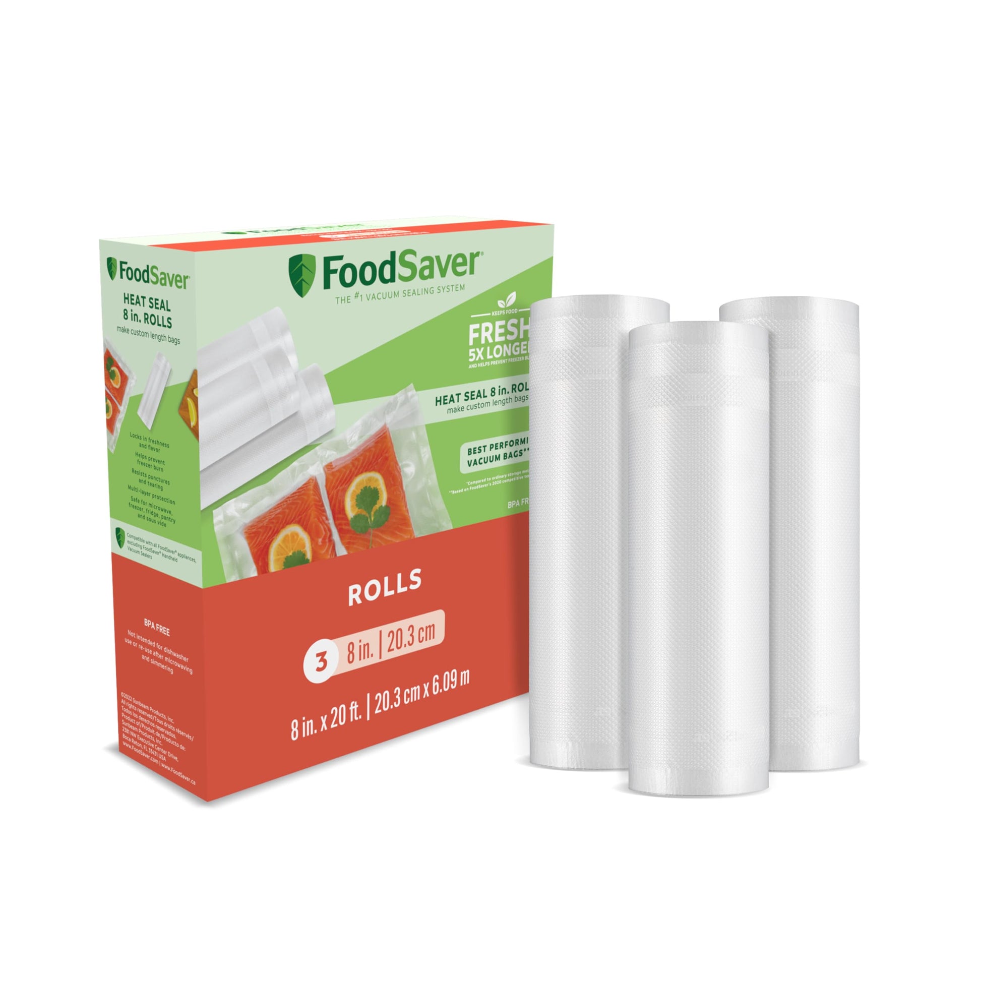 FoodSaver Custom Length Vacuum Sealer Bags Multipack,Rolls for Airtight Food Storage and Sous Vide - Compatible with FoodSaver,8 and 11 (3 Count),2 Count (Pack of 10)
