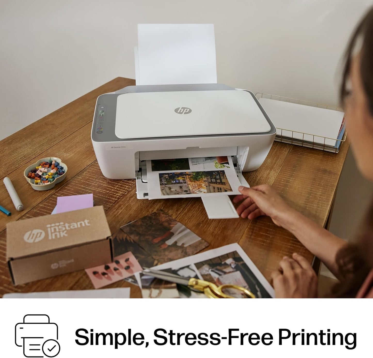 HP DeskJet 2855e Wireless All-in-One Color Inkjet Printer, Scanner, Copier, Best-for-home, 3 month Instant Ink trial included. This printer is only 2.4 ghz capable. (588S5A)
