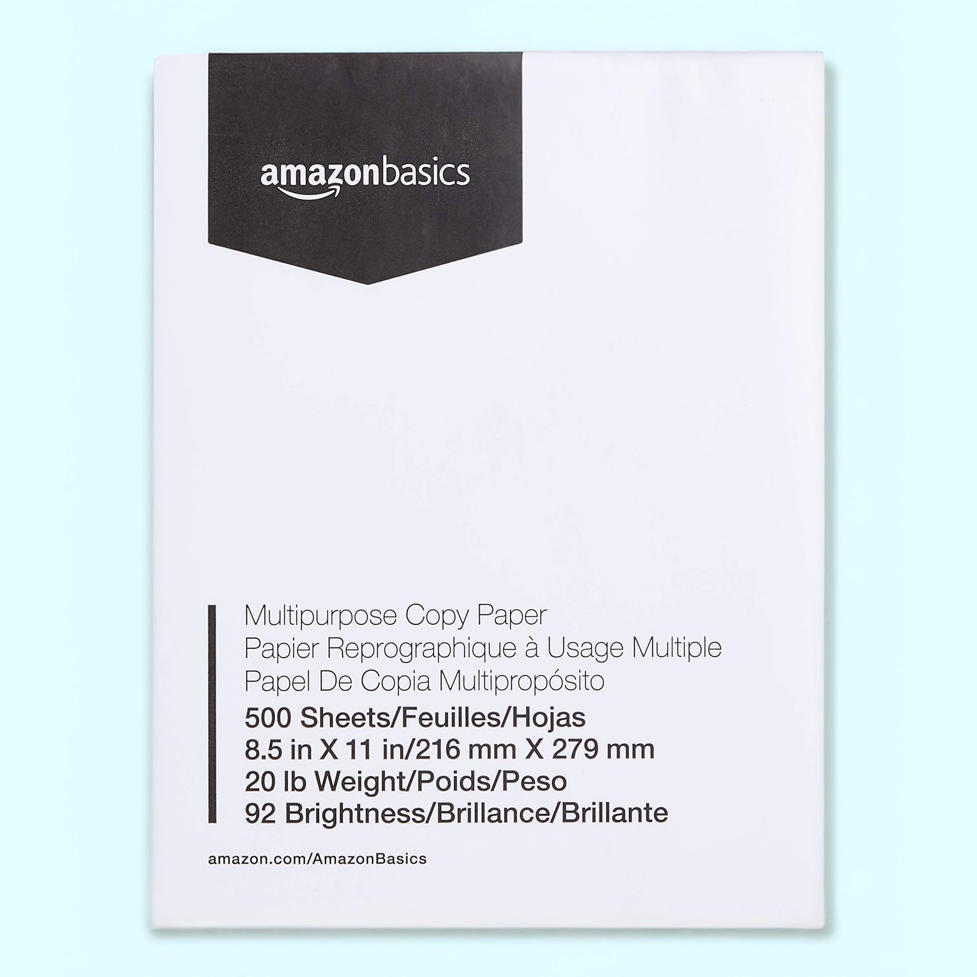 Amazon Basics Multipurpose Copy Printer Paper, 20 lb, 8.5 x 11 Inches, 10 Reams (5,000 Sheets), 92 Bright White
