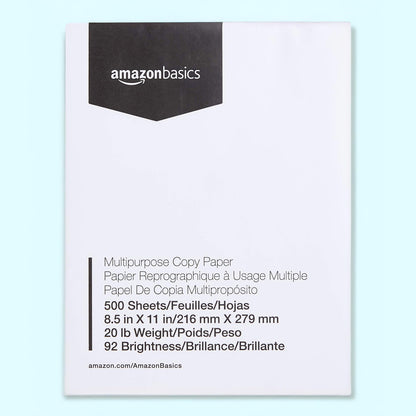 Amazon Basics Multipurpose Copy Printer Paper, 20 lb, 8.5 x 11 Inches, 10 Reams (5,000 Sheets), 92 Bright White