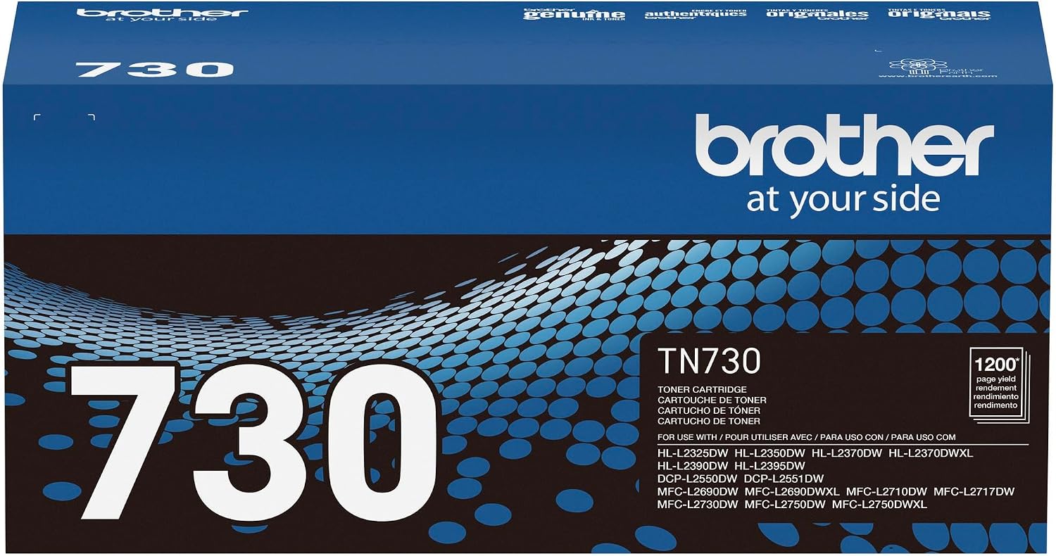 Brother Genuine Standard Yield Toner Cartridge, TN730, Replacement Black Toner, Page Yield Up To 1,200 Pages, Amazon Dash Replenishment Cartridge,1 Pack
