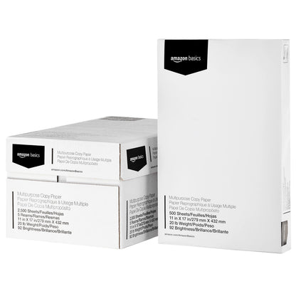 Amazon Basics Multipurpose Copy Printer Paper, 20 lb, 8.5 x 11 Inches, 10 Reams (5,000 Sheets), 92 Bright White