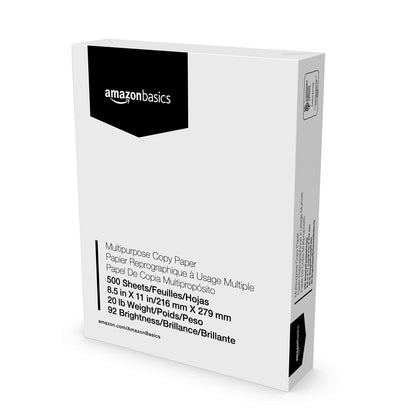 Amazon Basics Multipurpose Copy Printer Paper, 20 lb, 8.5 x 11 Inches, 10 Reams (5,000 Sheets), 92 Bright White