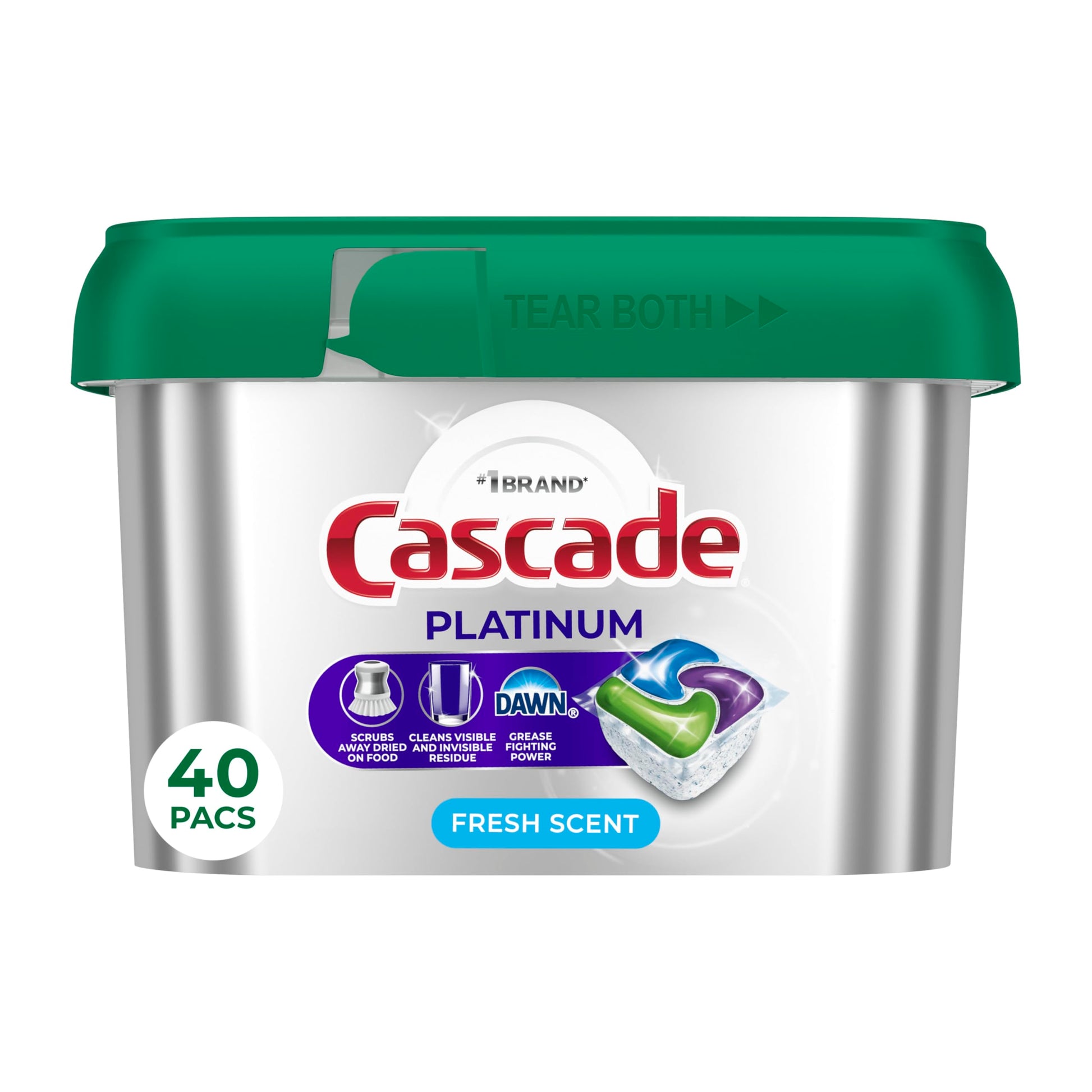 Cascade Platinum Dishwasher Pods, Dishwasher Detergent, Dish Detergent Soap, Fresh, 34 count (Pack of 6)