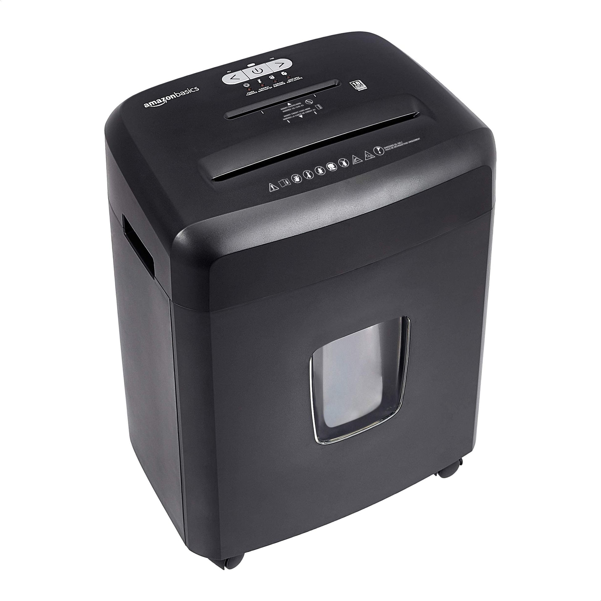 Amazon Basics 12-Sheet Cross-Cut Paper and Credit Card Shredder with Overheat Protection, Black (New Model)