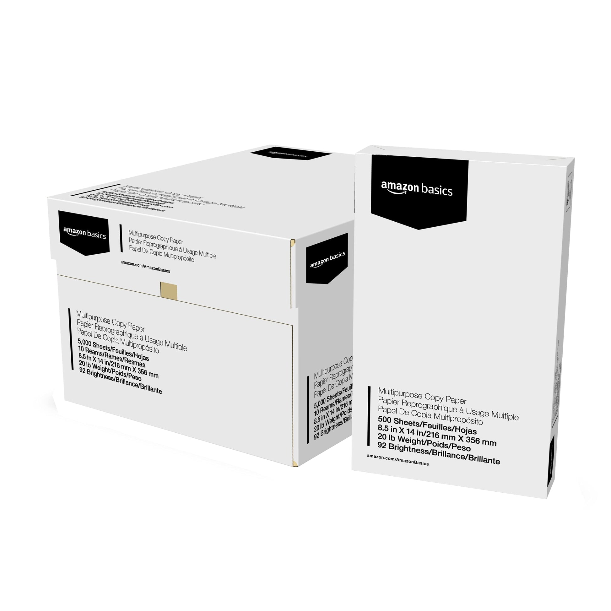Amazon Basics Multipurpose Copy Printer Paper, 20 lb, 8.5 x 11 Inches, 10 Reams (5,000 Sheets), 92 Bright White