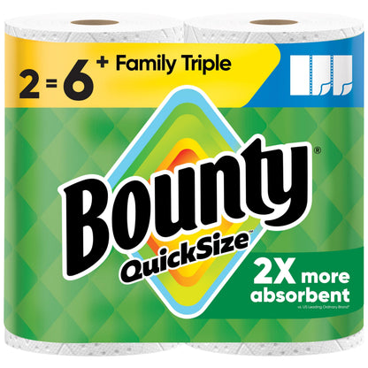 Bounty Paper Towels Quick Size, White, 16 Family Rolls = 40 Regular Rolls
