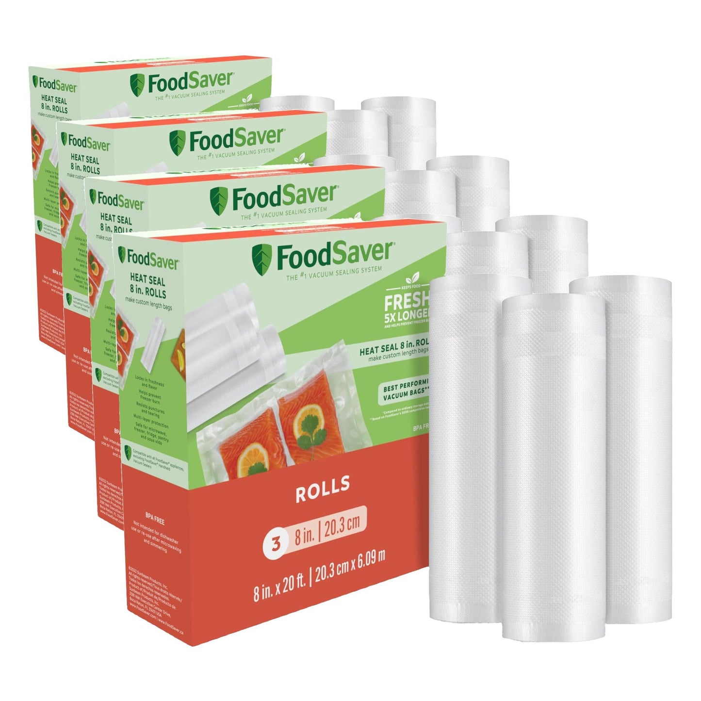 FoodSaver Custom Length Vacuum Sealer Bags Multipack,Rolls for Airtight Food Storage and Sous Vide - Compatible with FoodSaver,8 and 11 (3 Count),2 Count (Pack of 10)
