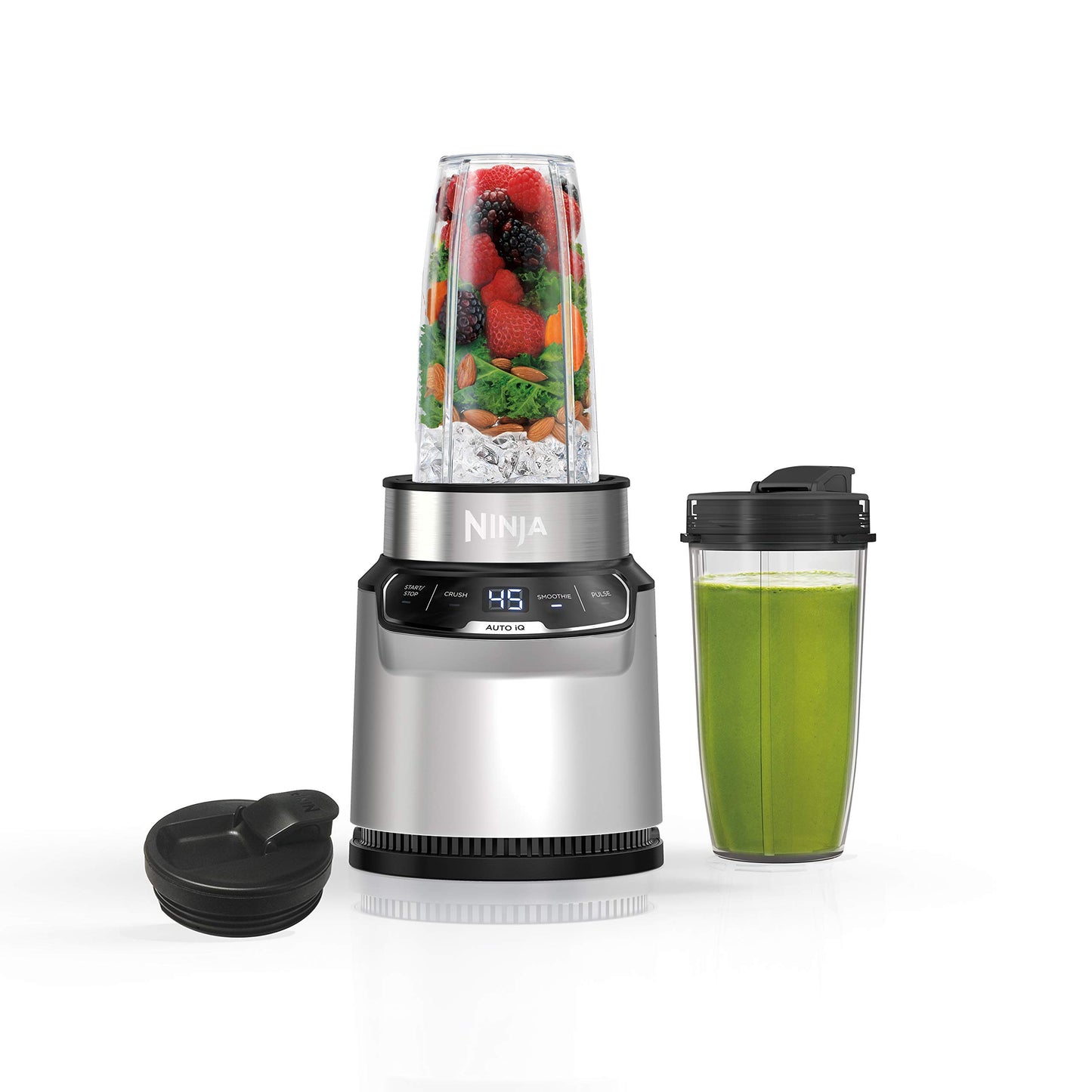 Ninja Fit Compact Personal Blender | For Smoothies, Shakes & Frozen Drinks | (2) 16-oz. To-Go Cups with Spout Lids | 700-Watt Countertop | Black | QB3001SS